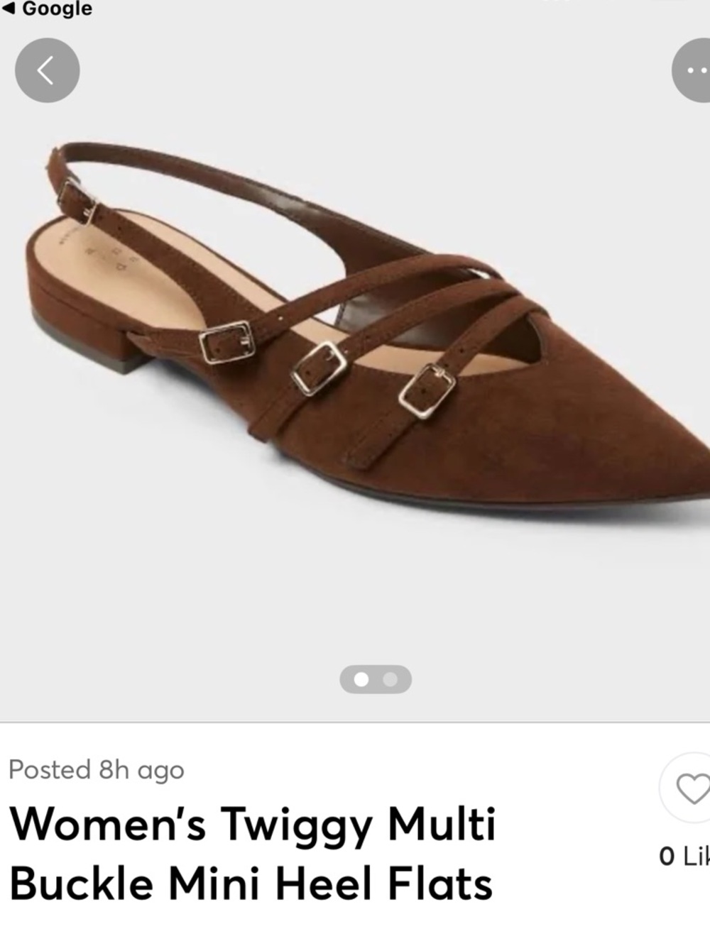 a new day Brown Multi-Buckle Pointed Slingback Flats